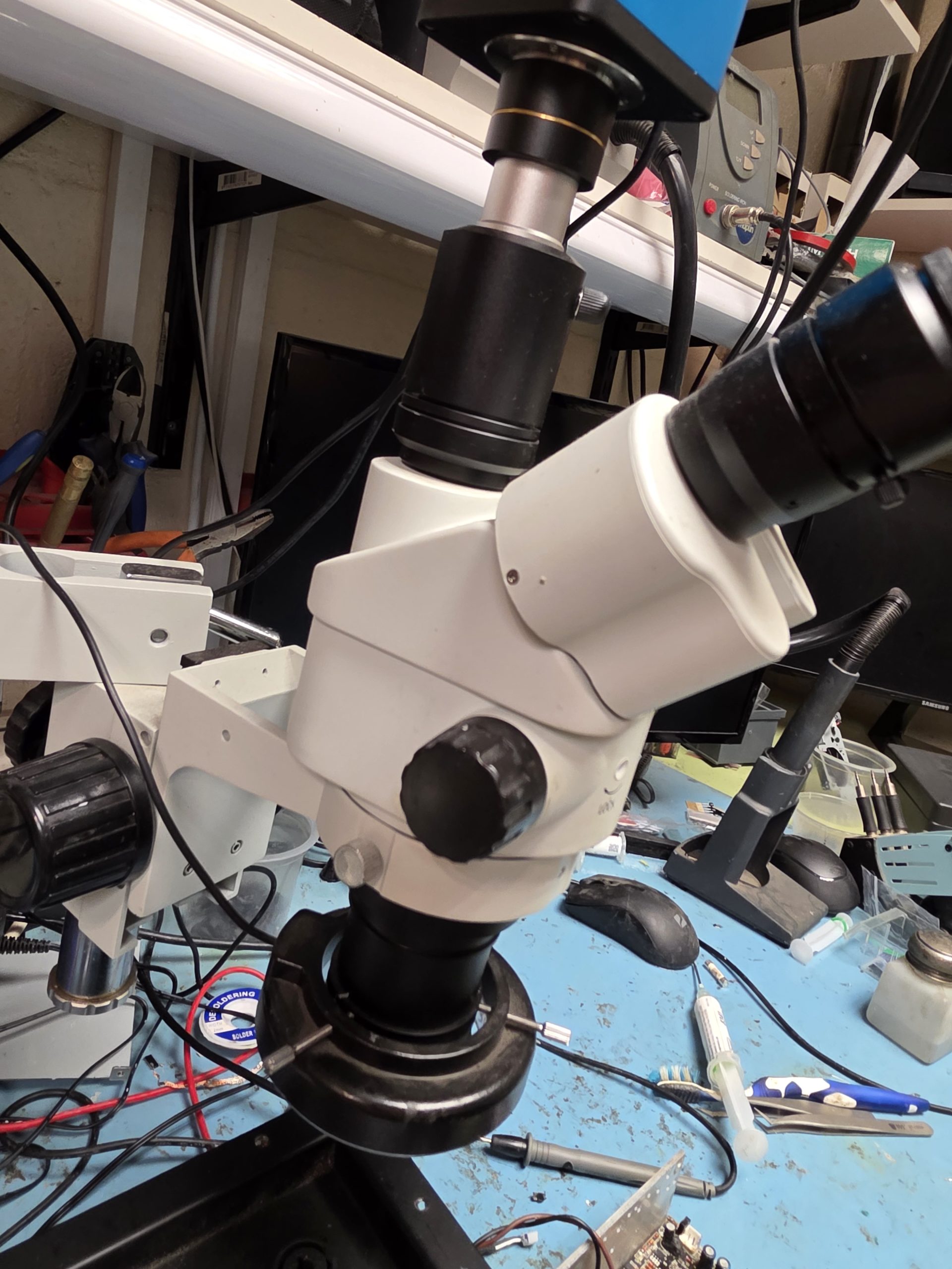 Microscope at the Electronic Repairs UK workshop